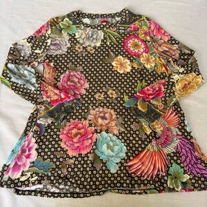 Johnny Was Floral Long Sleeve Top - Multicolor
